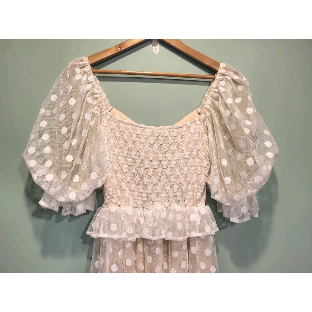 Vici Cream and White Polka Dot Midi Dress - Picture 7 of 10